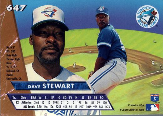 Dave Stewart  baseball card collectible - Main Image 2