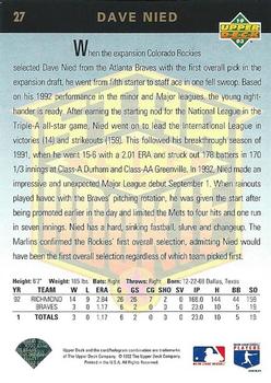 Dave Nied  baseball card collectible - Main Image 2