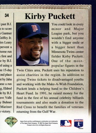 Kirby Puckett  baseball card collectible - Main Image 2