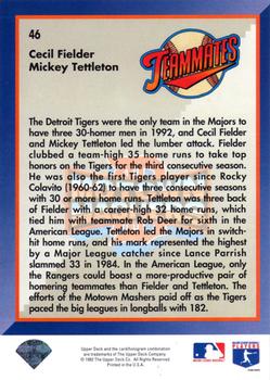 Motown Mashers (Cecil Fielder / Mickey Tettleton)  baseball card collectible - Main Image 2