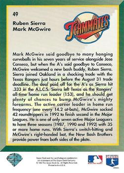 Bash Brothers (Ruben Sierra / Mark McGwire)  baseball card collectible - Main Image 2