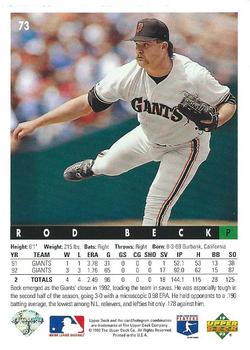 Rod Beck  baseball card collectible - Main Image 2