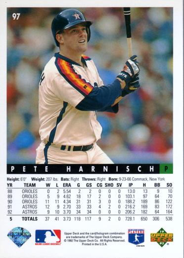 Pete Harnisch  baseball card collectible - Main Image 2