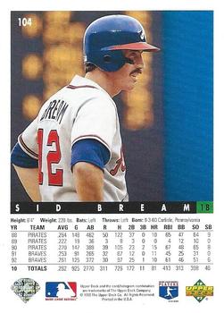 Sid Bream  baseball card collectible - Main Image 2