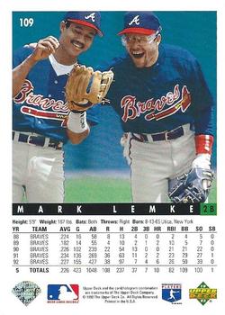 Mark Lemke  baseball card collectible - Main Image 2