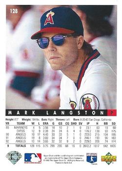 Mark Langston  baseball card collectible - Main Image 2