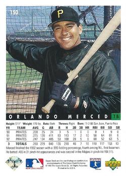 Orlando Merced  baseball card collectible - Main Image 2