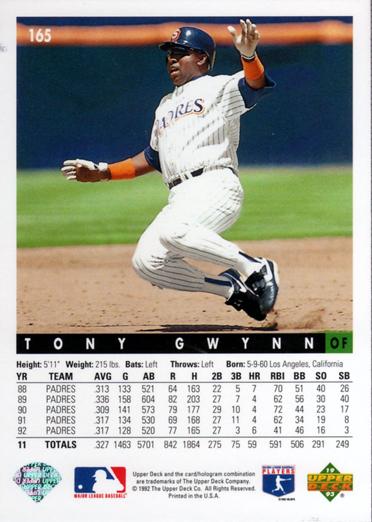Tony Gwynn  baseball card collectible - Main Image 2