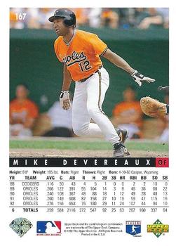 Mike Devereaux  baseball card collectible - Main Image 2