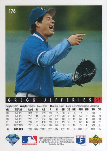 Gregg Jefferies  baseball card collectible - Main Image 2