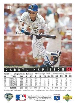 Darryl Hamilton  baseball card collectible - Main Image 2