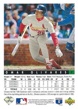 Omar Olivares  baseball card collectible - Main Image 2