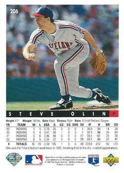 Steve Olin  baseball card collectible - Main Image 2