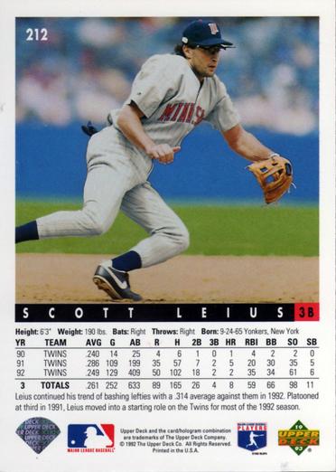 Scott Leius  baseball card collectible - Main Image 2