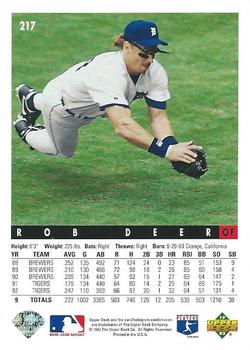 Rob Deer  baseball card collectible - Main Image 2