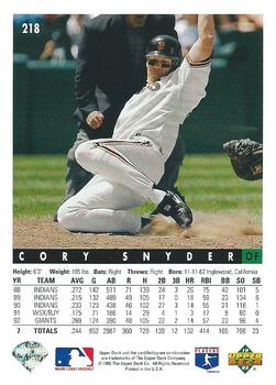 Cory Snyder  baseball card collectible - Main Image 2