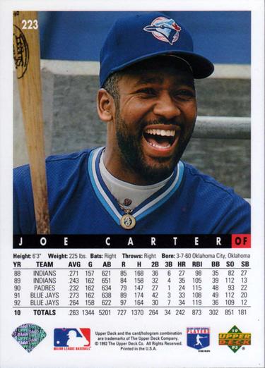 Joe Carter  baseball card collectible - Main Image 2