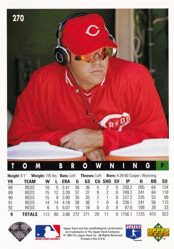 Tom Browning  baseball card collectible - Main Image 2