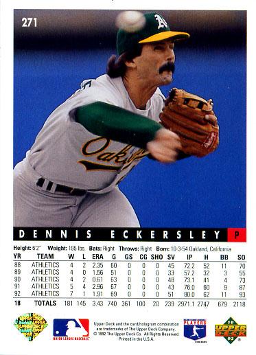 Dennis Eckersley  baseball card collectible - Main Image 2