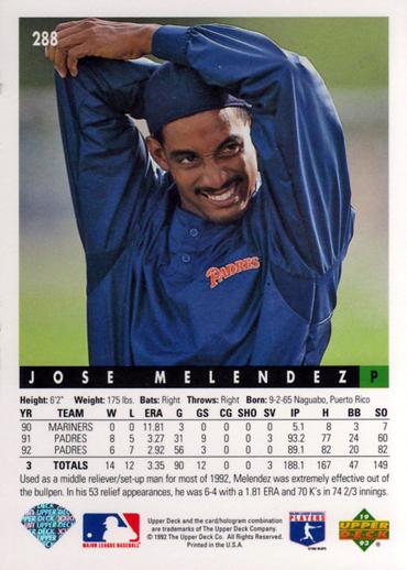 Jose Melendez  baseball card collectible - Main Image 2