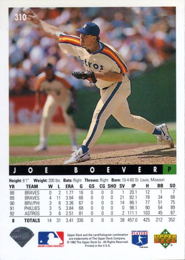 Joe Boever  baseball card collectible - Main Image 2