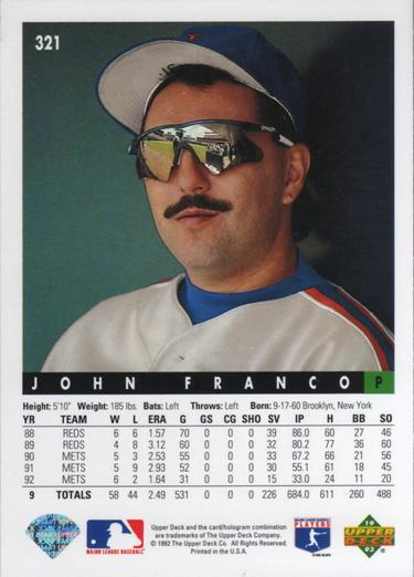 John Franco  baseball card collectible - Main Image 2