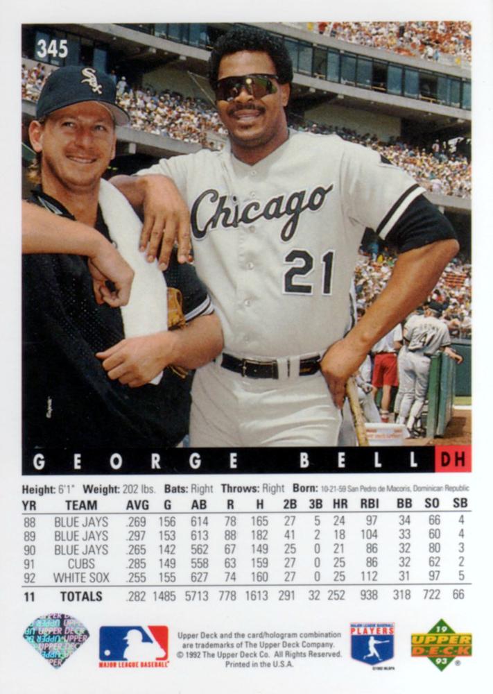 George Bell  baseball card collectible - Main Image 2