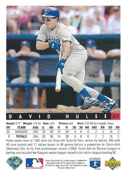 David Hulse  baseball card collectible - Main Image 2