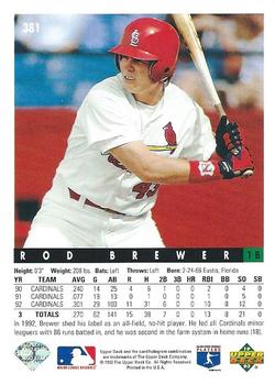 Rod Brewer  baseball card collectible - Main Image 2