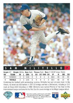 Sam Militello  baseball card collectible - Main Image 2