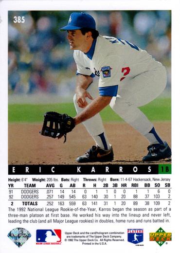 Eric Karros  baseball card collectible - Main Image 2