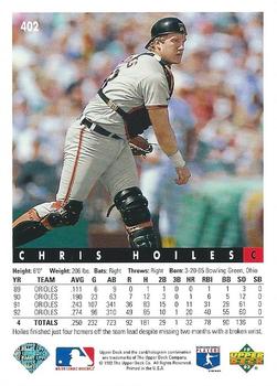 Chris Hoiles  baseball card collectible - Main Image 2