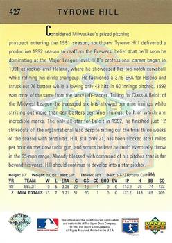 Tyrone Hill  baseball card collectible - Main Image 2