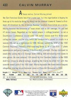 Calvin Murray  baseball card collectible - Main Image 2