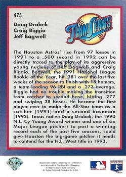 Shooting Stars (Doug Drabek / Craig Biggio / Jeff Bagwell)  baseball card collectible - Main Image 2