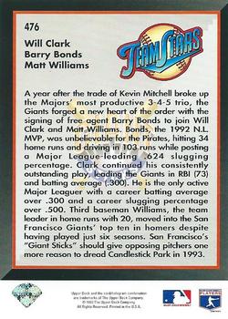 Giant Sticks (Will Clark / Barry Bonds / Matt Williams)  baseball card collectible - Main Image 2
