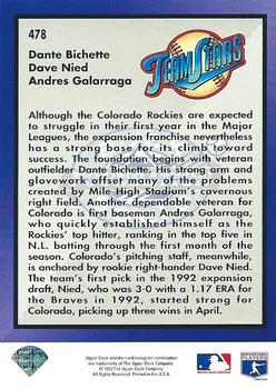 Rock Solid Foundation (Dante Bichette / Dave Nied / Andres Galarraga)  baseball card collectible - Main Image 2