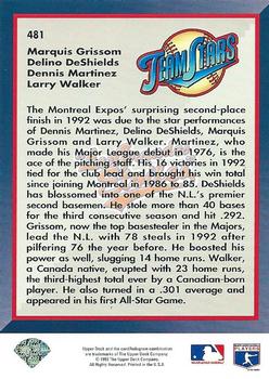 Les Grandes Etoiles (Marquis Grissom / Delino DeShields / Dennis Martinez / Larry Walker)  baseball card collectible - Main Image 2
