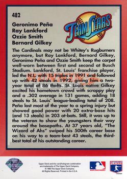 Runnin’ Redbirds (Geronimo Pena / Ray Lankford / Ozzie Smith / Bernard Gilkey)  baseball card collectible - Main Image 2