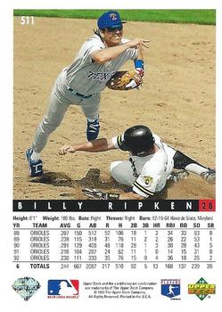 Billy Ripken  baseball card collectible - Main Image 2