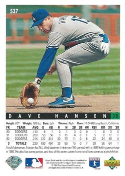Dave Hansen  baseball card collectible - Main Image 2