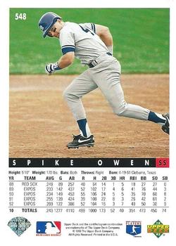 Spike Owen  baseball card collectible - Main Image 2