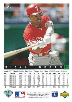 Ricky Jordan  baseball card collectible - Main Image 2