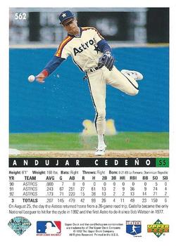 Andujar Cedeno  baseball card collectible - Main Image 2