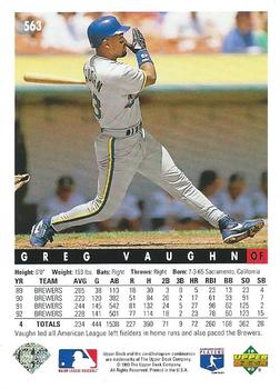 Greg Vaughn  baseball card collectible - Main Image 2