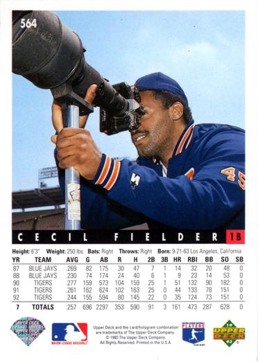Cecil Fielder  baseball card collectible - Main Image 2