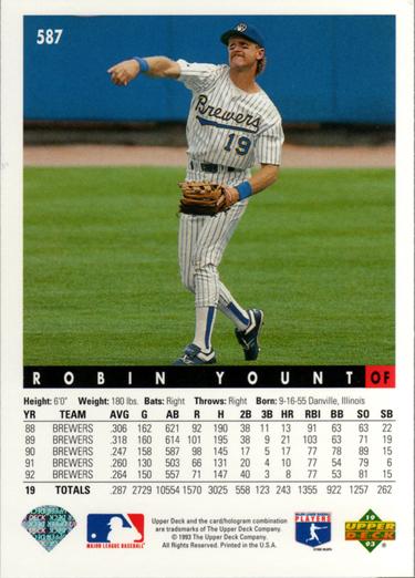 Robin Yount  baseball card collectible - Main Image 2