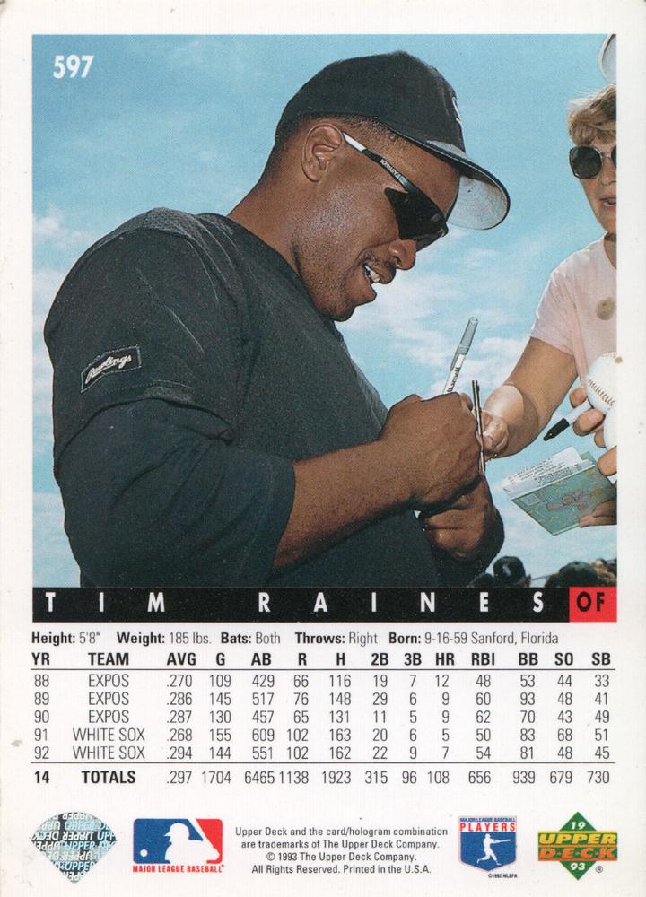 Tim Raines  baseball card collectible - Main Image 2