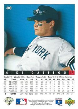 Mike Gallego  baseball card collectible - Main Image 2