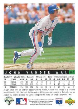 John Vander Wal  baseball card collectible - Main Image 2